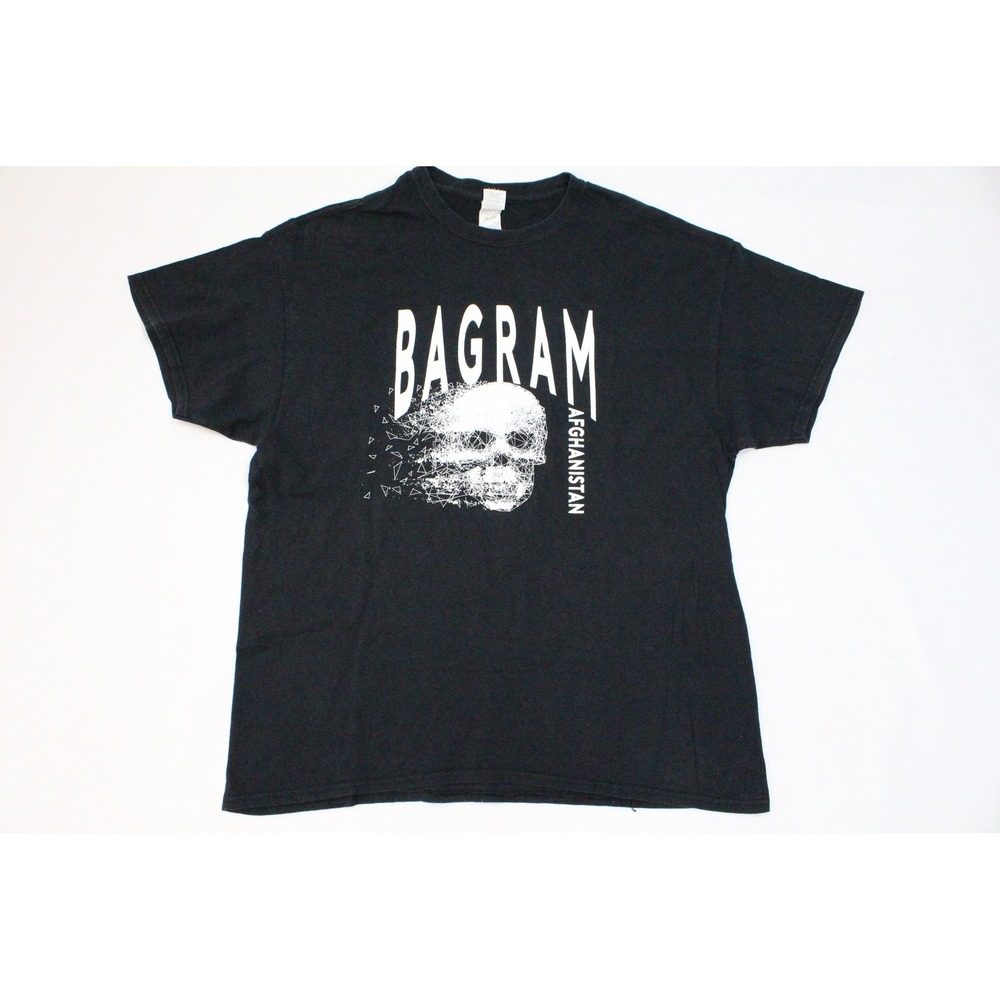 Gildan Bagram Afghanistan Skull Graphic T-Shirt Mens XL Black Short Sleeve Tee